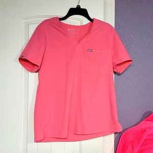 Neon pink figs scrub top